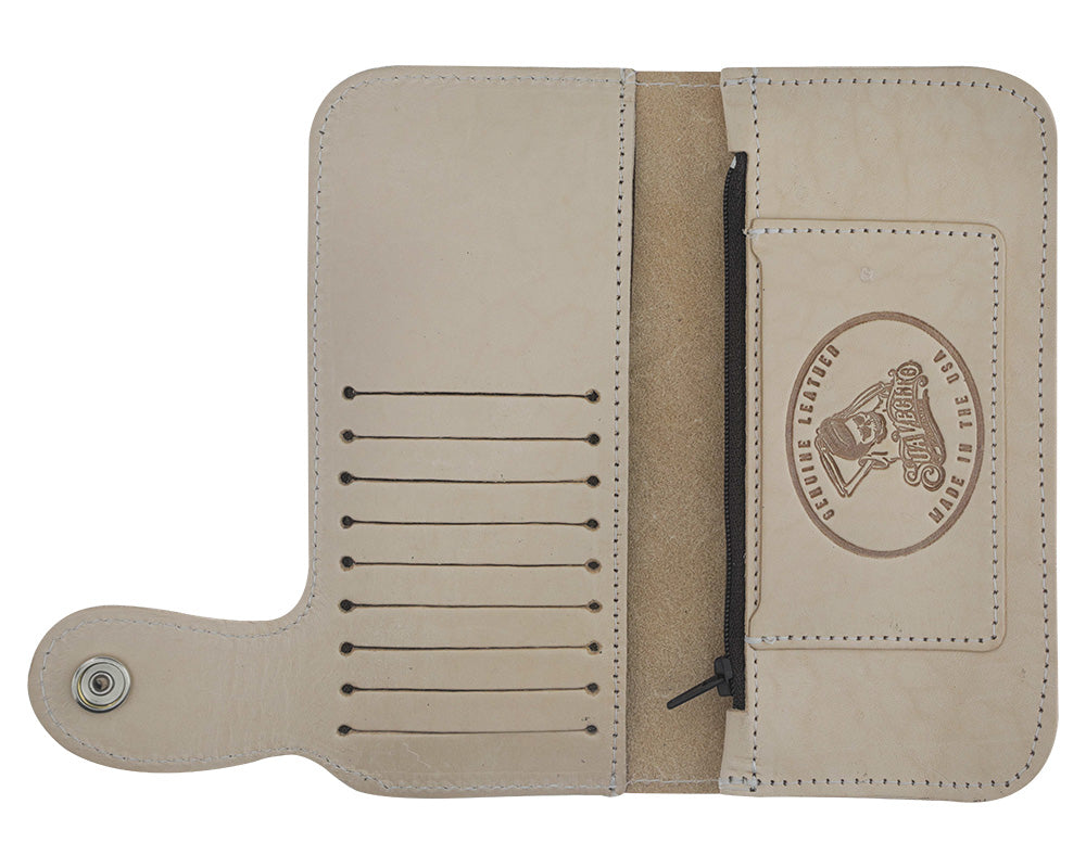 Patterned Chain Wallet - Natural Open Inside