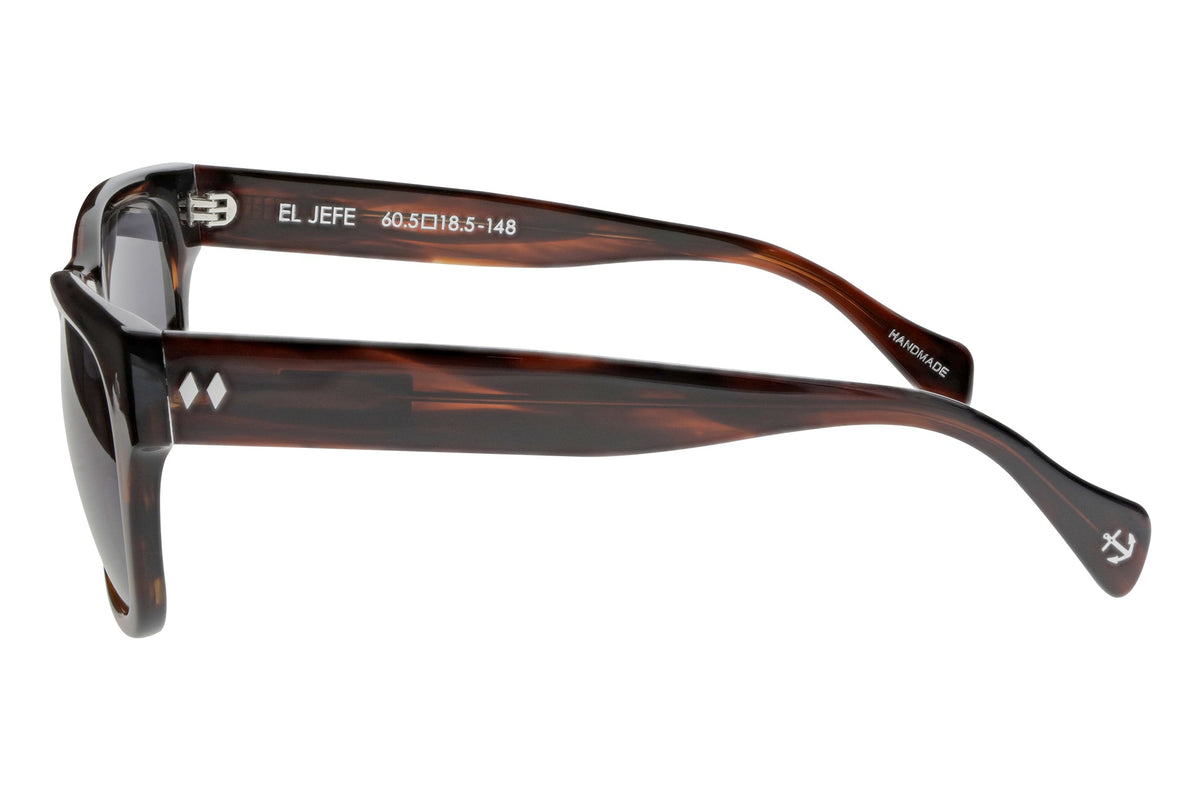 El Jefe Mahogany Tortoise - Polarized Smoke Lens Side