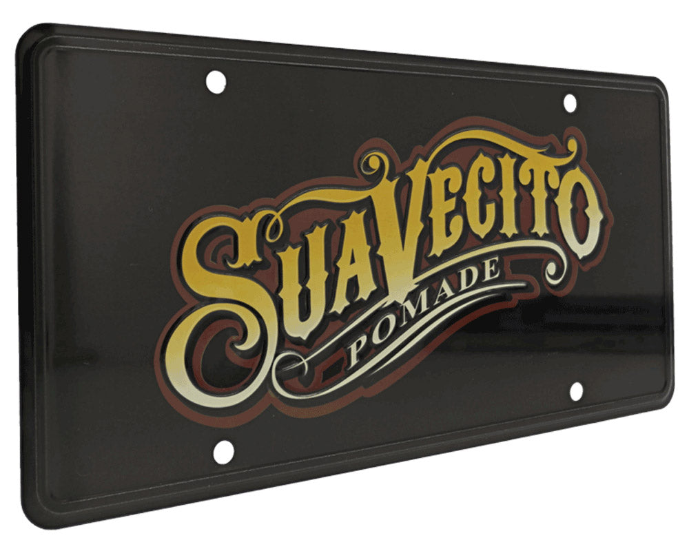 Embossed License Plate Angled View