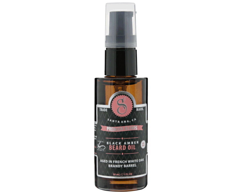 Premium Blends Black Amber Beard Oil Front View