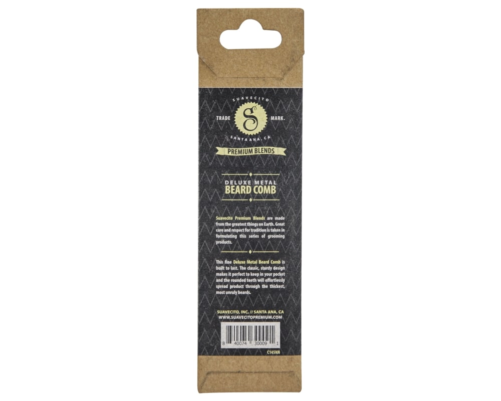 Deluxe Metal Beard Comb - packaging back