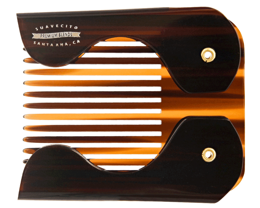 Folding Pocket Beard Comb - Back Folded View