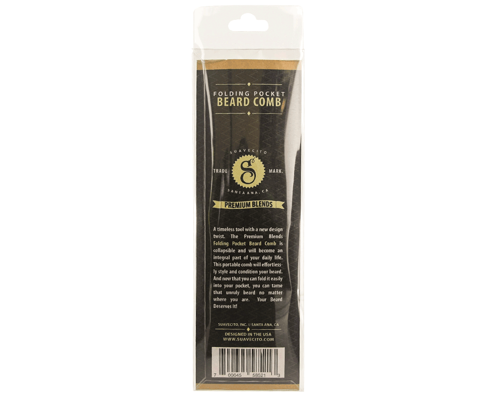 Folding Pocket Beard Comb - Back Package