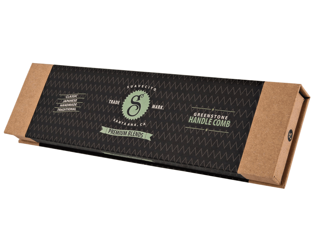 Greenstone Penny Folding Comb - Angled Box View