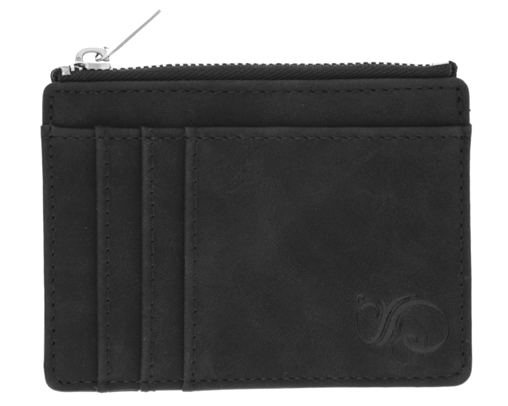 Zipper Card Holder Wallet - Black - Back
