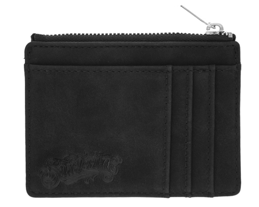 Zipper Card Holder Wallet - Black - Front