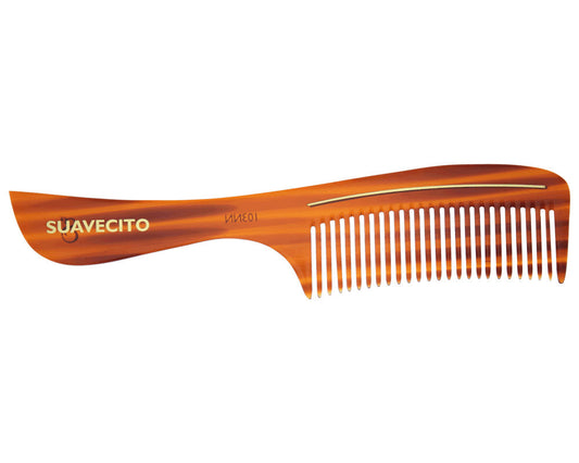 Deluxe Amber Handle Comb Script Side