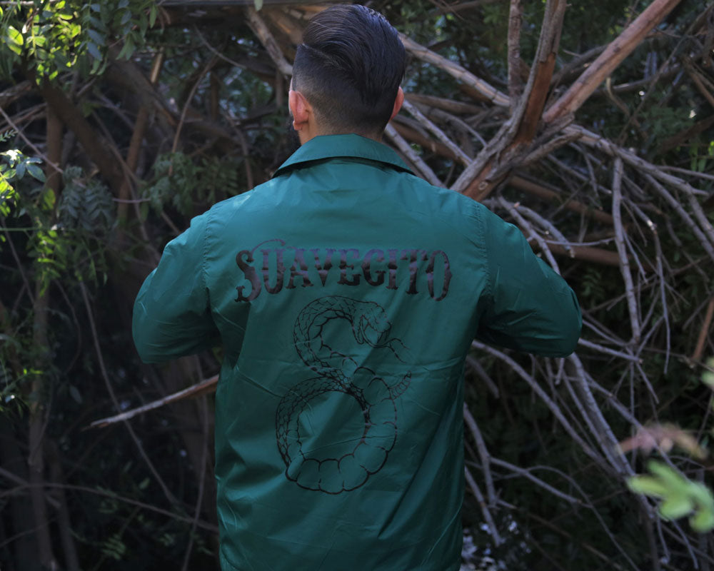 Snake Bite Windbreaker - Model is wearing a large windbreaker.