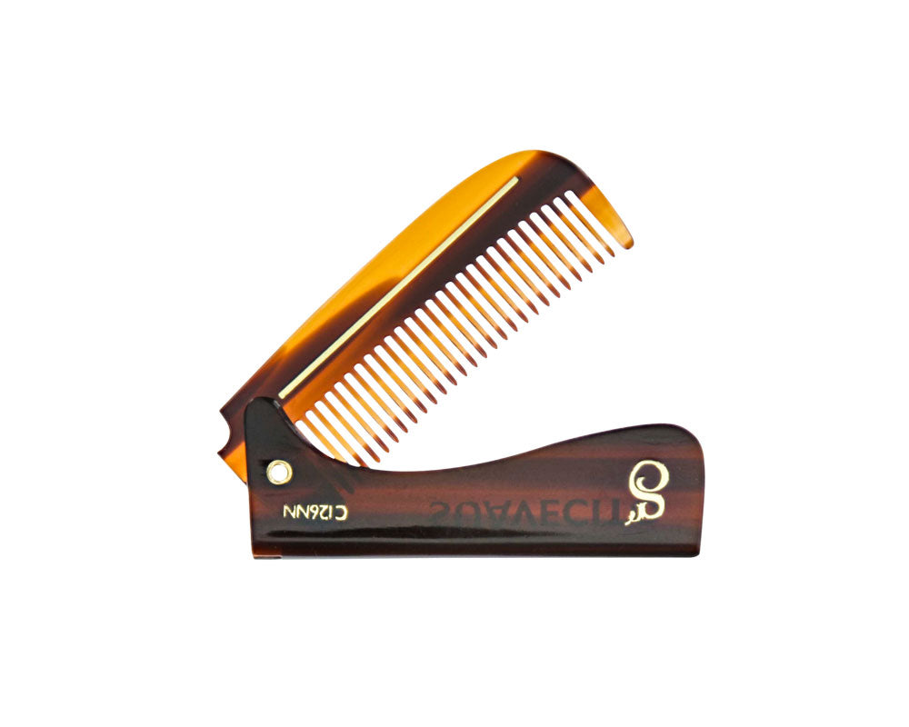 Deluxe Amber Folding Handle Comb - 5.5" - Folded