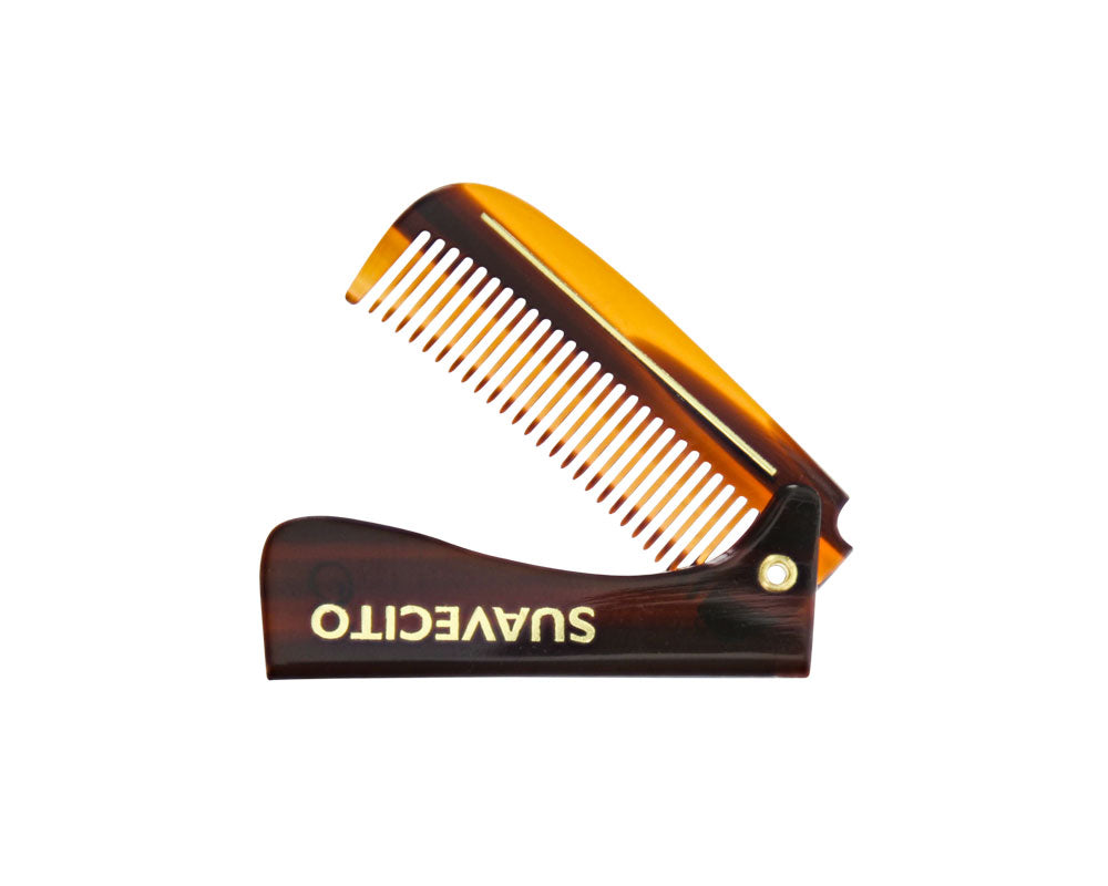 Deluxe Amber Folding Handle Comb - 5.5" - Folded
