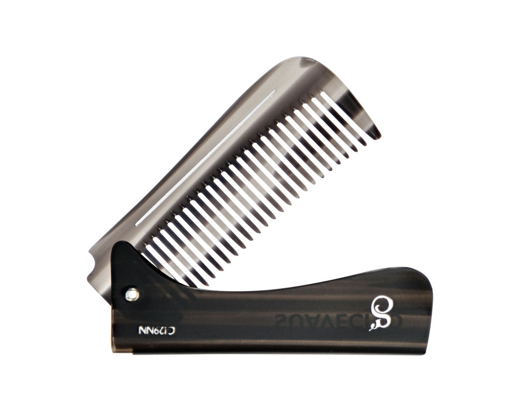 Deluxe Black Folding Handle Comb - 6.5" - Folded
