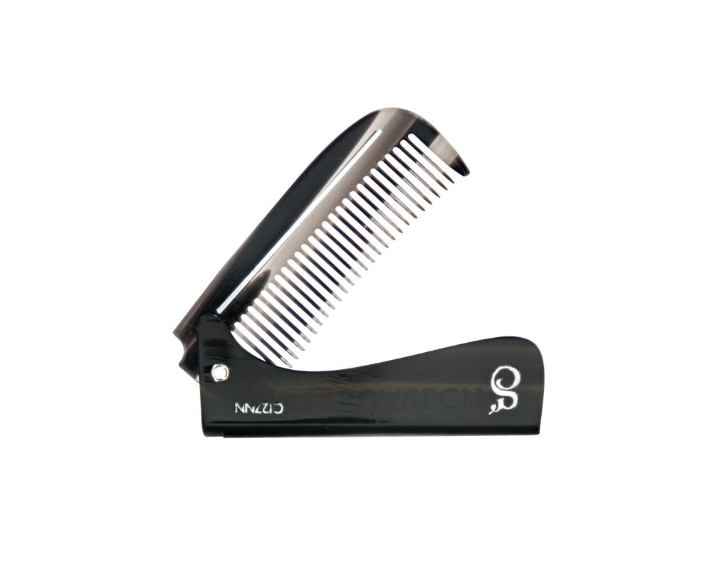 Deluxe Black Folding Handle Comb - 5.5" - Folded