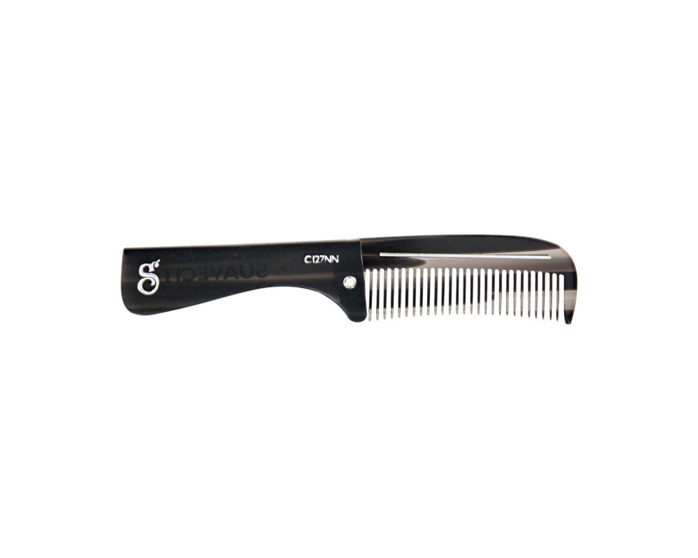 Deluxe Black Folding Handle Comb - 5.5" - Open