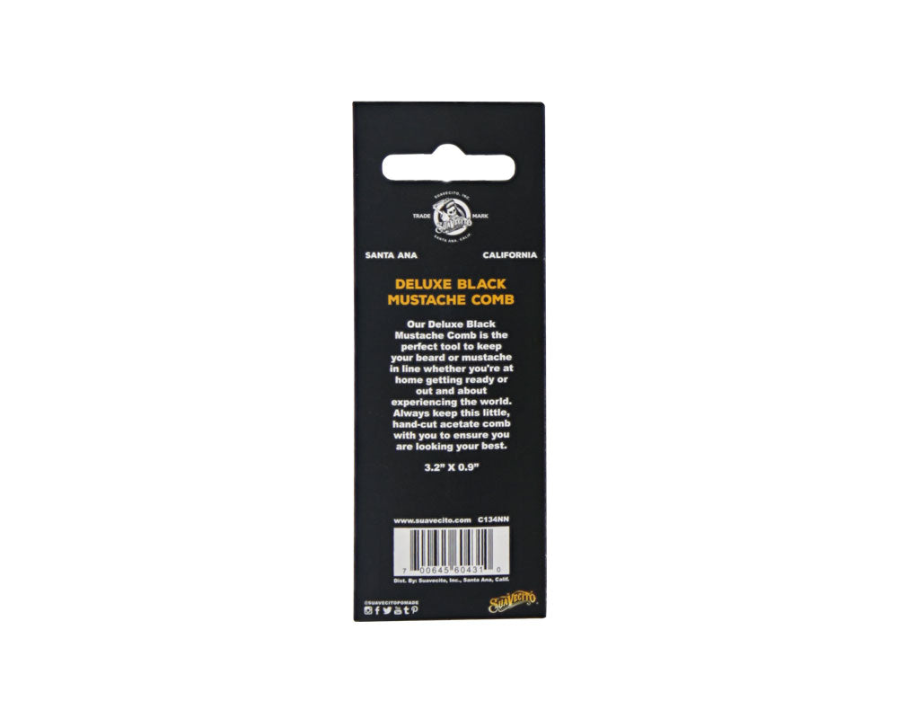 Deluxe Black Mustache Comb - Back Packaging