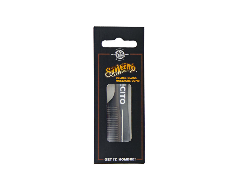 Deluxe Black Mustache Comb - Front Packaging
