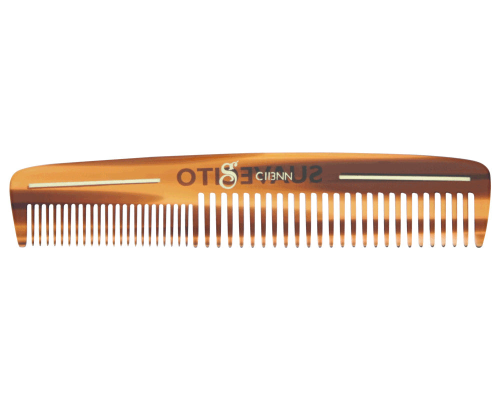 Deluxe Amber Travel Dressing Comb S Logo Side