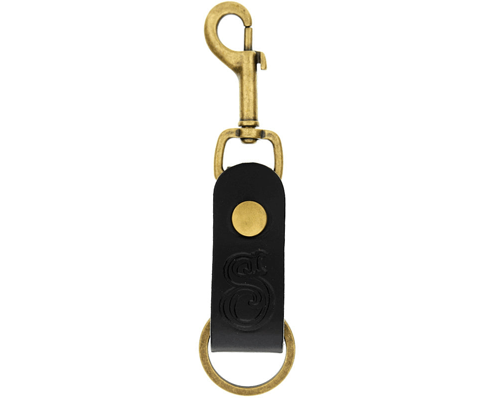 Esse Logo Leather Key Fob Clip - Black