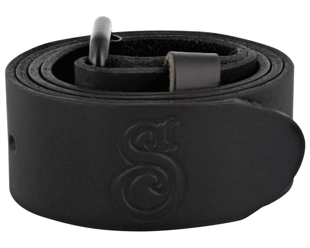 Black OG Script Leather Belt - Front