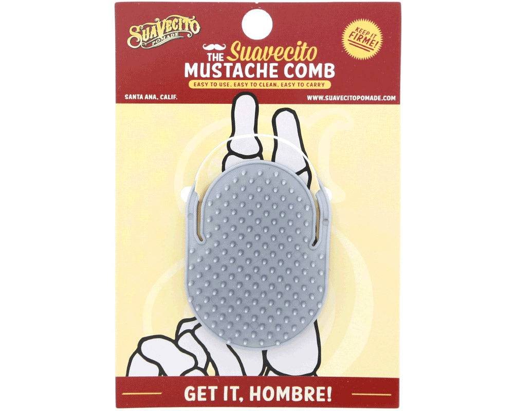 Silver Mustache Finger Comb With Packaging