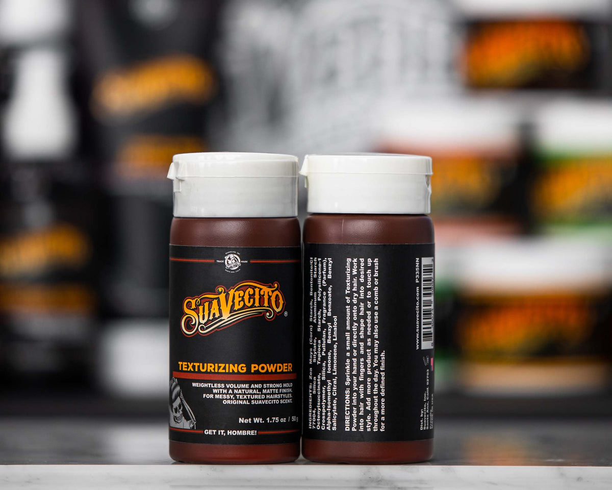 front and back of 1.75 oz texturizing powder bottle