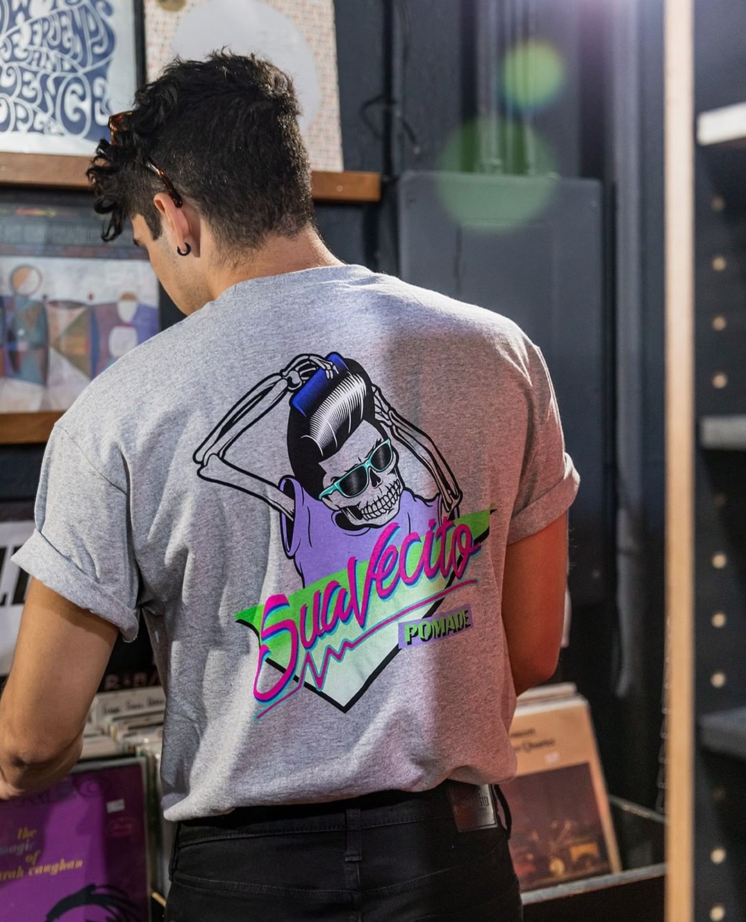Man wearing the Suavecito Totally 80's OG Tee